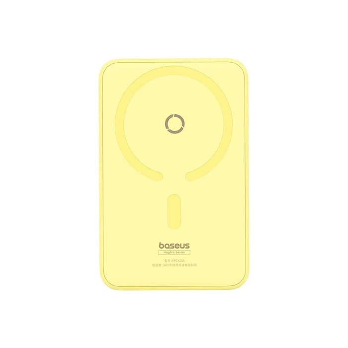 پاور بانک باسئوس با قابلیت وایرلس شارژر مدل Baseus MagPro Magnetic Bracket 20W زرد — تصویر ۹