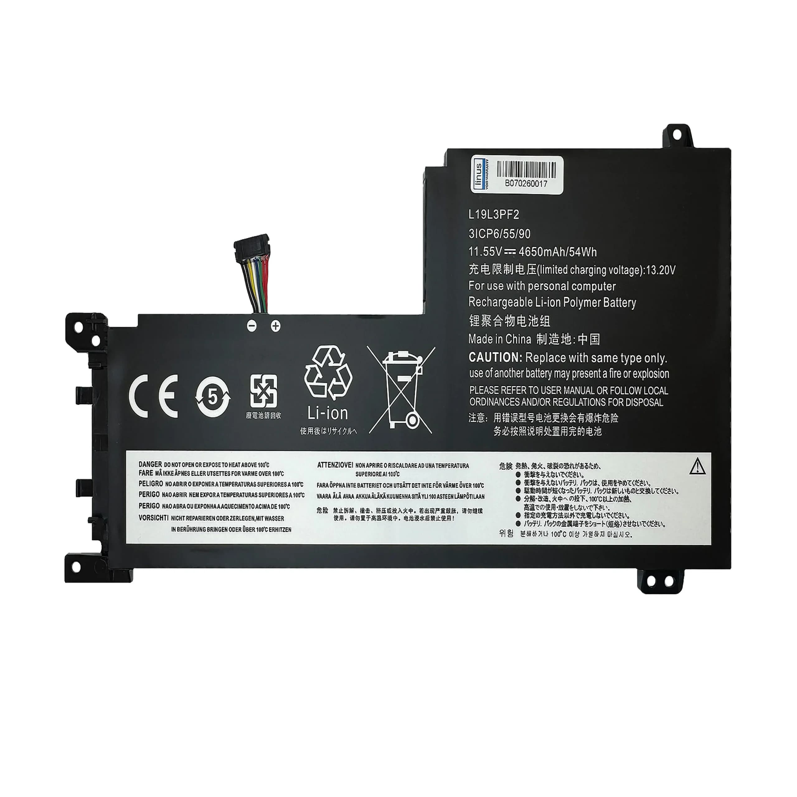 باتري لپ تاپ لنوو LENOVO / L19L3PF2 / 4650mAh سازگار با Ideapad 5-15IIL05