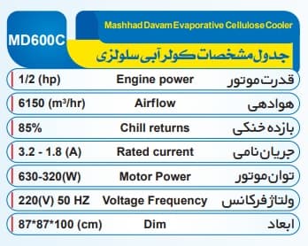کولر آبی مشهد دوام مدل MD600 — تصویر ۲