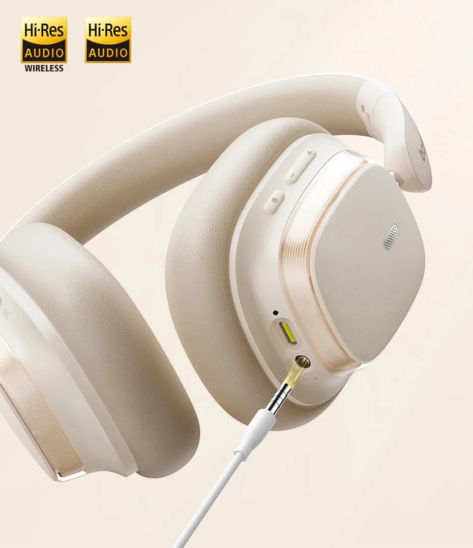 هدست بی سیم باسئوس مدل baseus bowie H1s noise cancellation کرمی — تصویر ۱۲