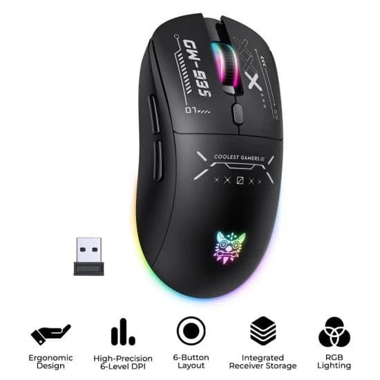 ماوس گیمینگ بی سیم اونیکوما مدل Onikuma CW935 RGB مشکی — تصویر ۳