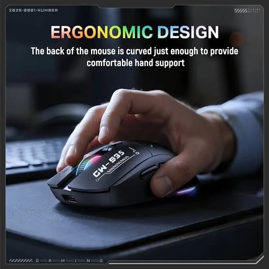 ماوس گیمینگ بی سیم اونیکوما مدل Onikuma CW935 RGB مشکی — تصویر ۷