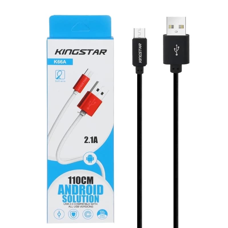 کابل شارژ کینگ استار مدل K66A Micro-USB مشکی — تصویر ۲