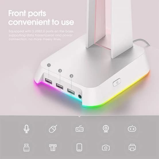 استند هدست اونیکوما مدل Onikuma ST-2 RGB سفید — تصویر ۵