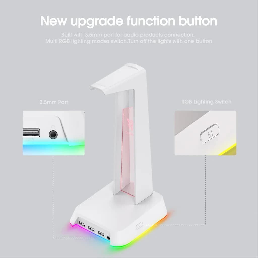 استند هدست اونیکوما مدل Onikuma ST-2 RGB سفید — تصویر ۴
