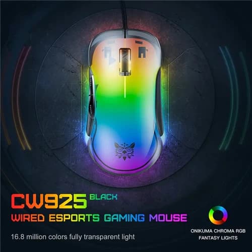 ماوس گیمینگ اونیکوما مدل CW925 RGB مشکی — تصویر ۱۰