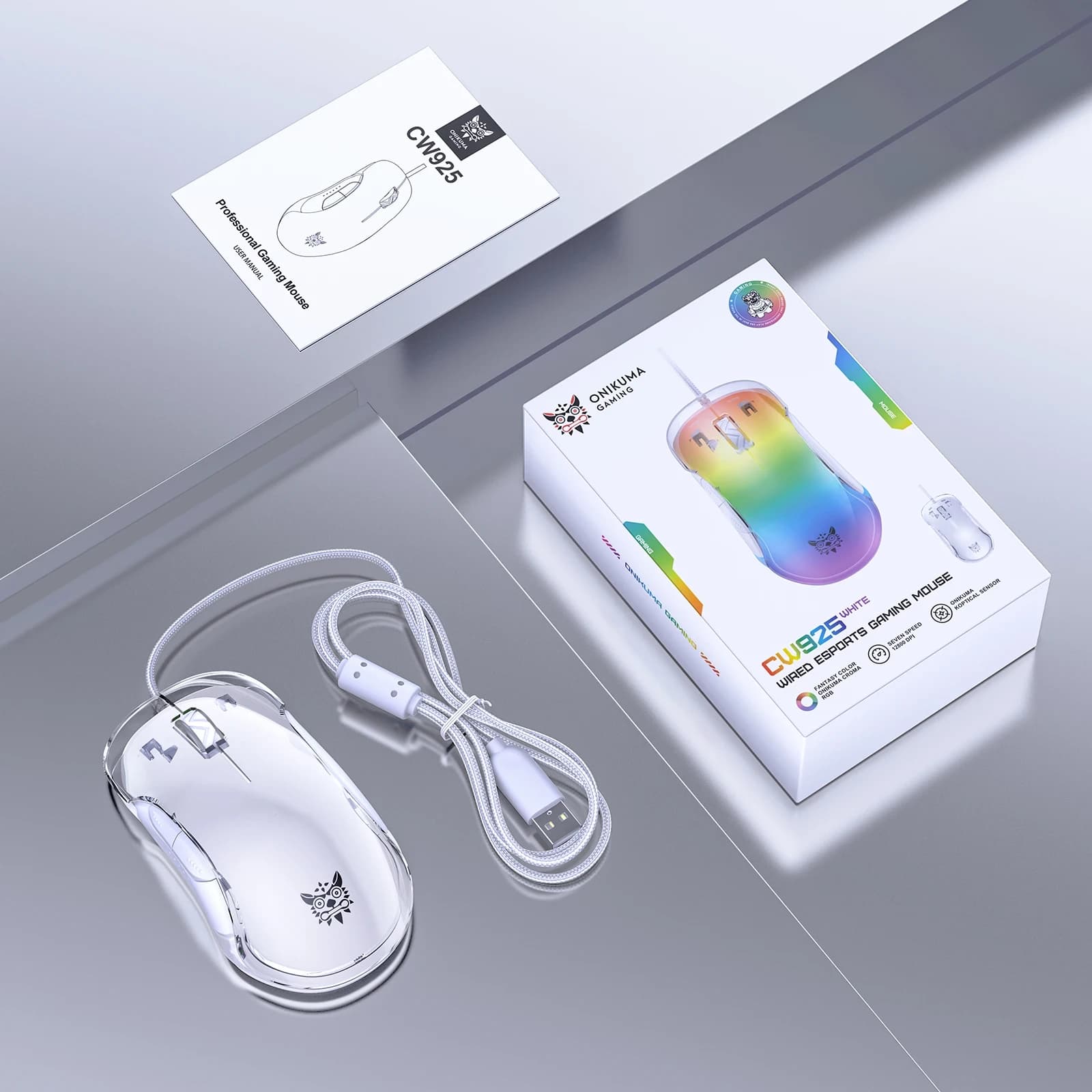 ماوس گیمینگ اونیکوما مدل CW925 RGB مشکی — تصویر ۷