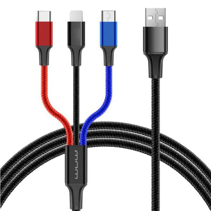کابل تبدیل USB به microUSB / USB-C / لایتنینگ دبلیو یو دبلیو مدل X101 طول 1 متر — تصویر ۳