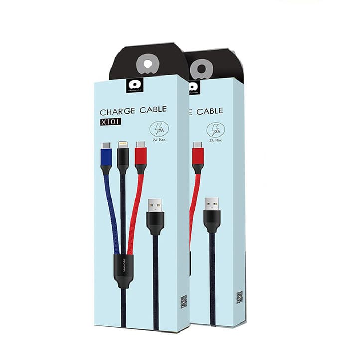 کابل تبدیل USB به microUSB / USB-C / لایتنینگ دبلیو یو دبلیو مدل X101 طول 1 متر — تصویر ۲