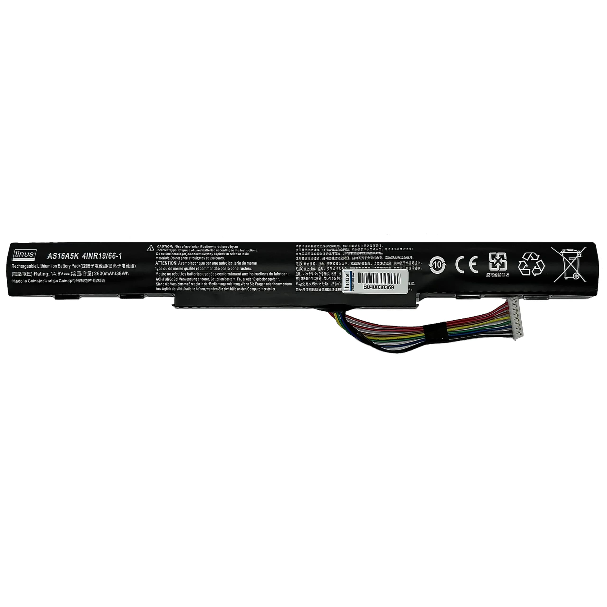 باتري لپ تاپ ايسر ACER Laptop Battery AS16A5K / AS16A8K / AS16A7K / 2600mAh / 38Wh / Compatible with Acer Aspire E15, E5-475, E5-475G, E5-523, E5-553, E5-575, E5-575G, E5-575T, E5-575TG, E5-774, E5-77 — تصویر ۲