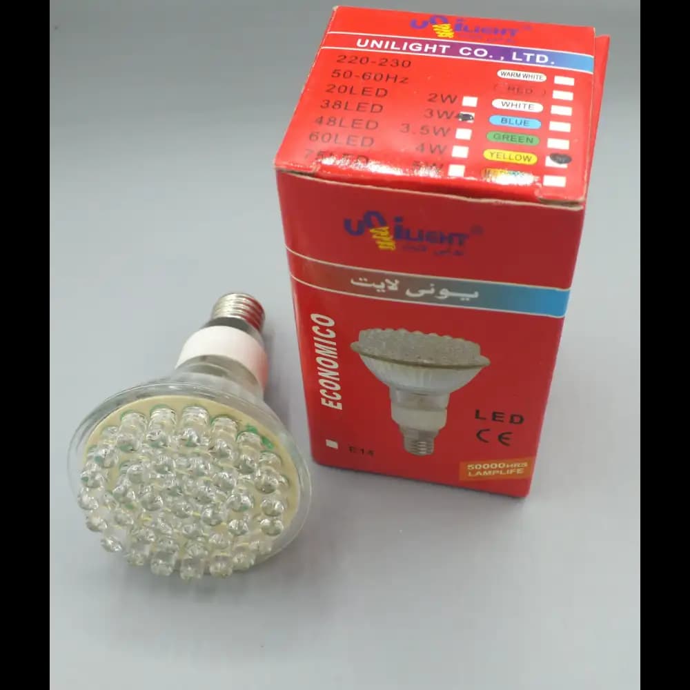 لامپ ال ای دی شمعی هالوژنی 3 وات E14 مدل 38LED (مهتابی/سفید) — تصویر ۲