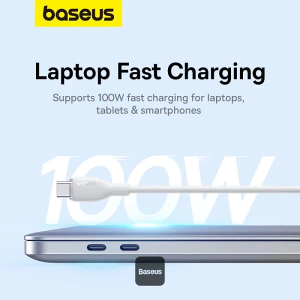 کابل شارژ باسئوس مدل Baseus Pudding Type-C PD 100W 2m سفید — تصویر ۱۱