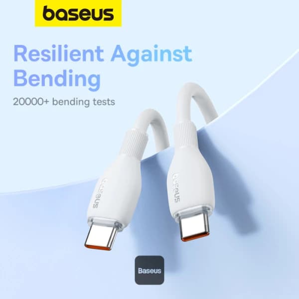 کابل شارژ باسئوس مدل Baseus Pudding Type-C PD 100W 2m سفید — تصویر ۵
