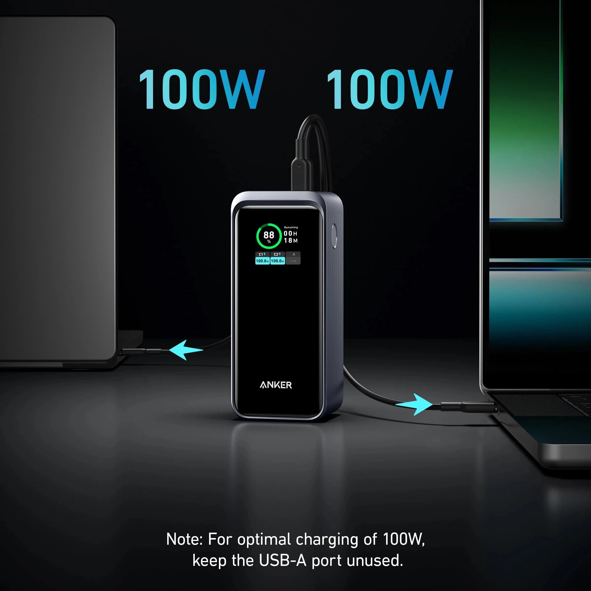 پاوربانک انکر مدل Anker 735 20000mAh 200W مشکی — تصویر ۵