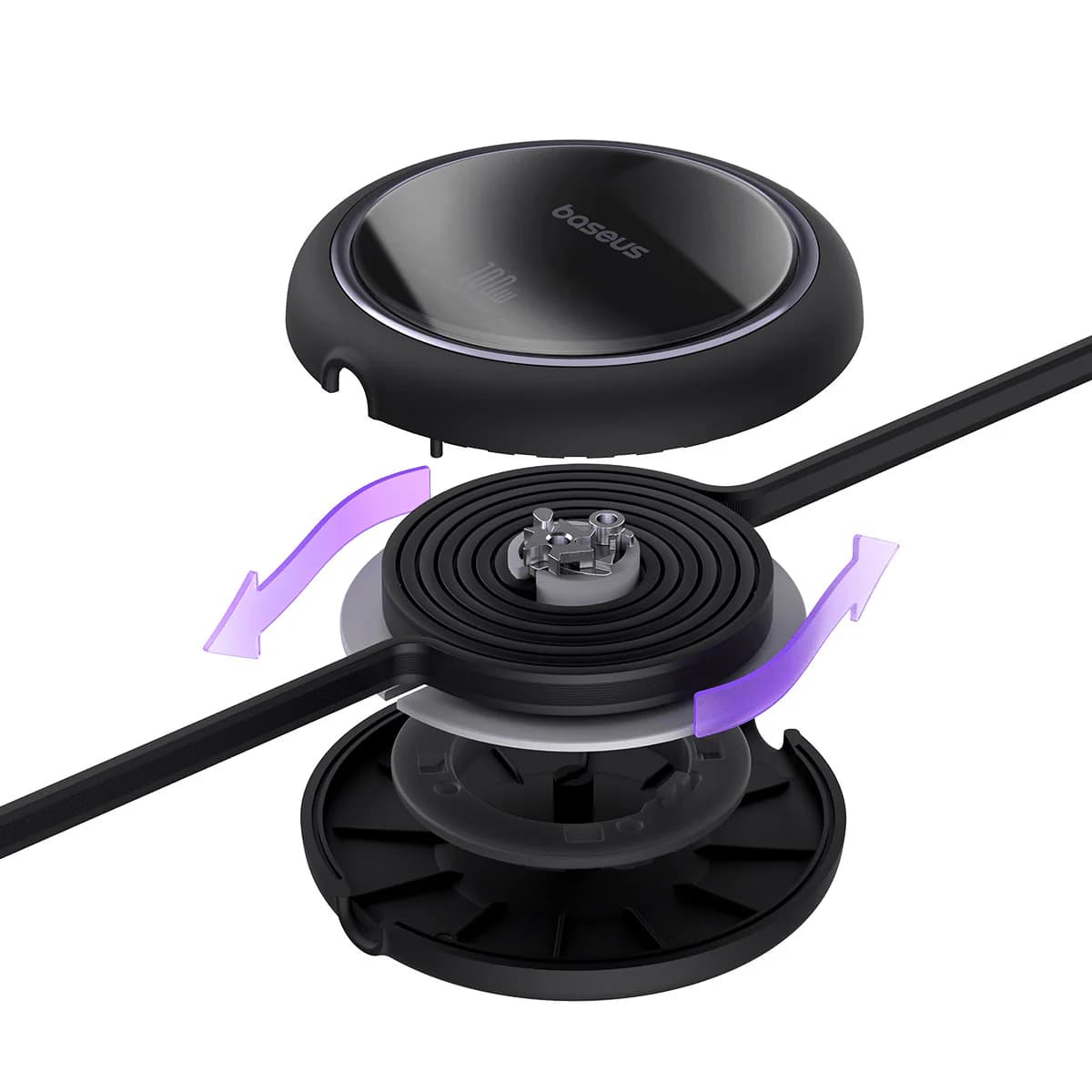کابل شارژ PD باسئوس مدل Free2Draw Mini Retractable 100W مشکی — تصویر ۱۱
