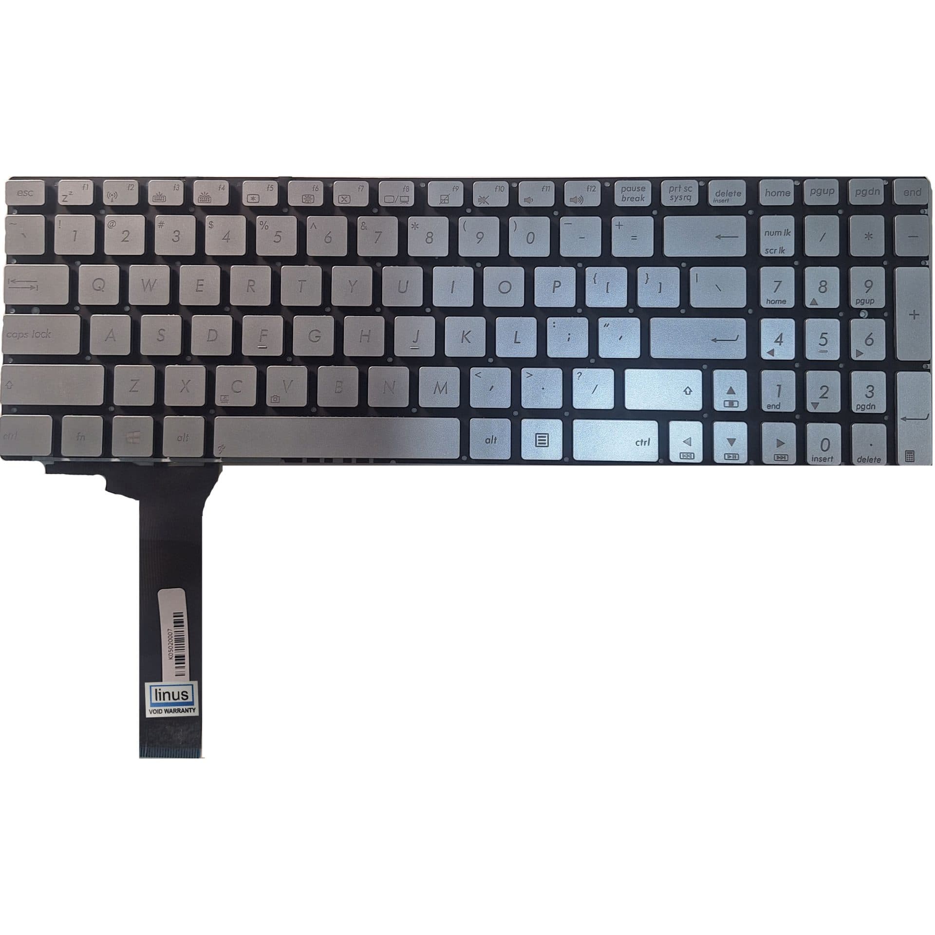 کیبورد لپ تاپ ایسوس ASUS Laptop Keyboard N550/GL550/N56 SILVER BACKLIGT — تصویر ۳
