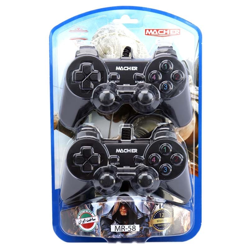 دسته بازی سیم دار دوبل شوکدار MACHER مدل MR-58 — تصویر ۴