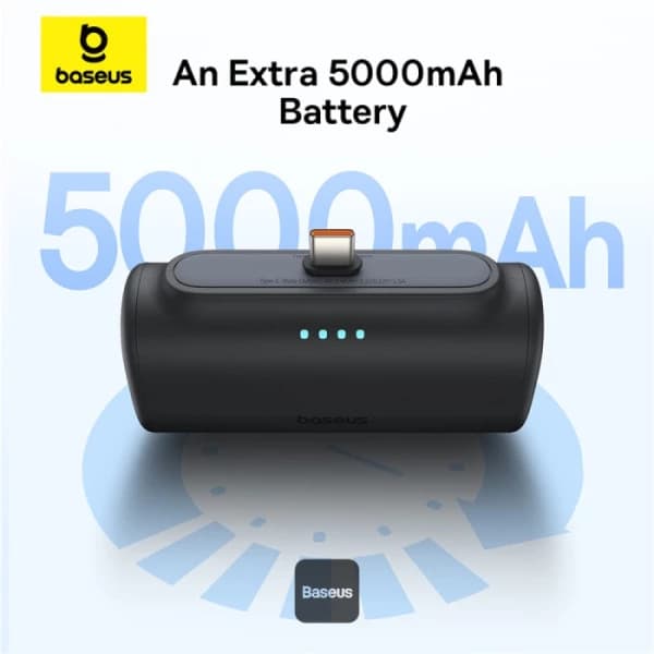 پاوربانک باسئوس مدل Compact 5000mAh 20W آبی — تصویر ۶
