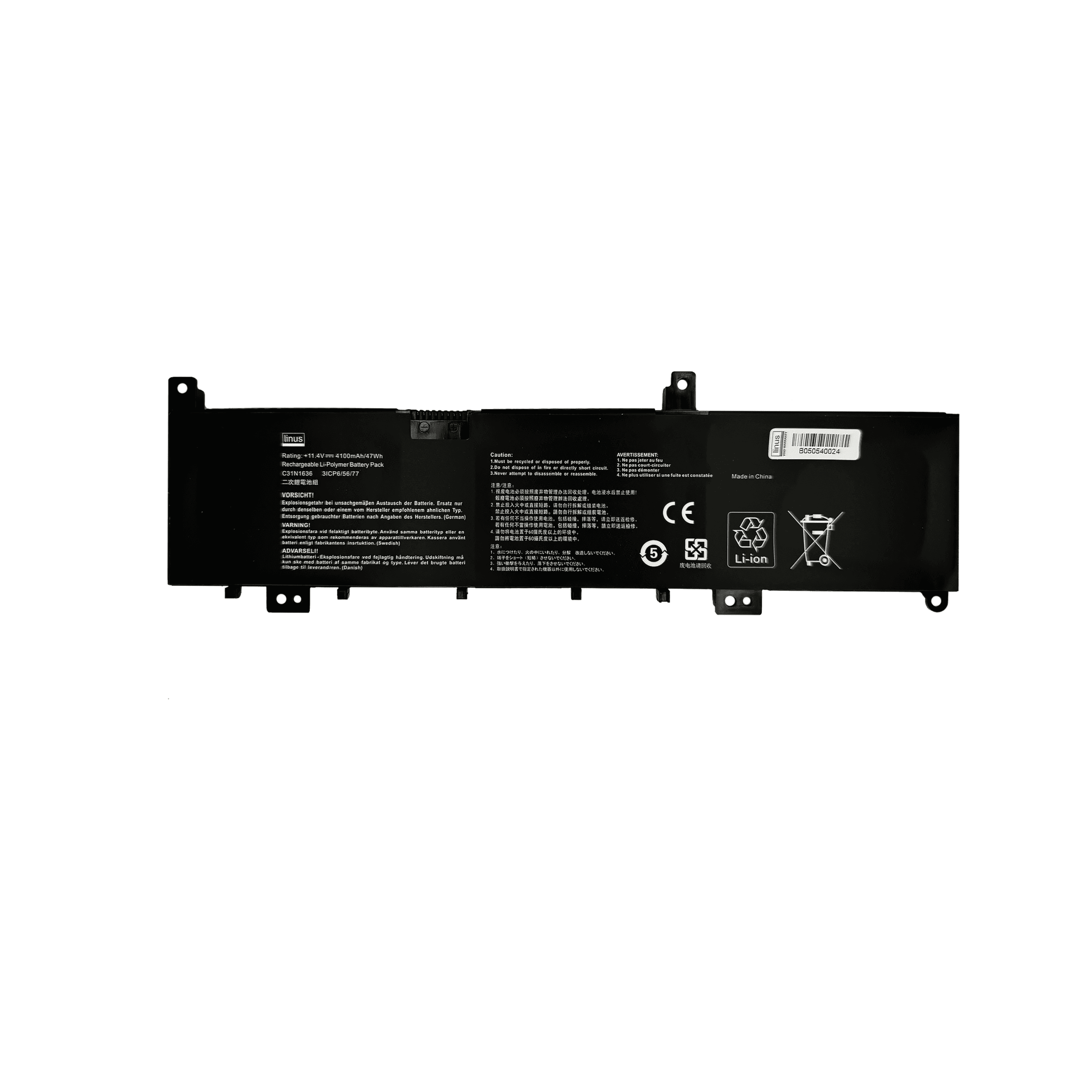 باتري لپ تاپ ایسوس مدل 4100mAh / C31N1636 مناسب برای Asus N580، X580