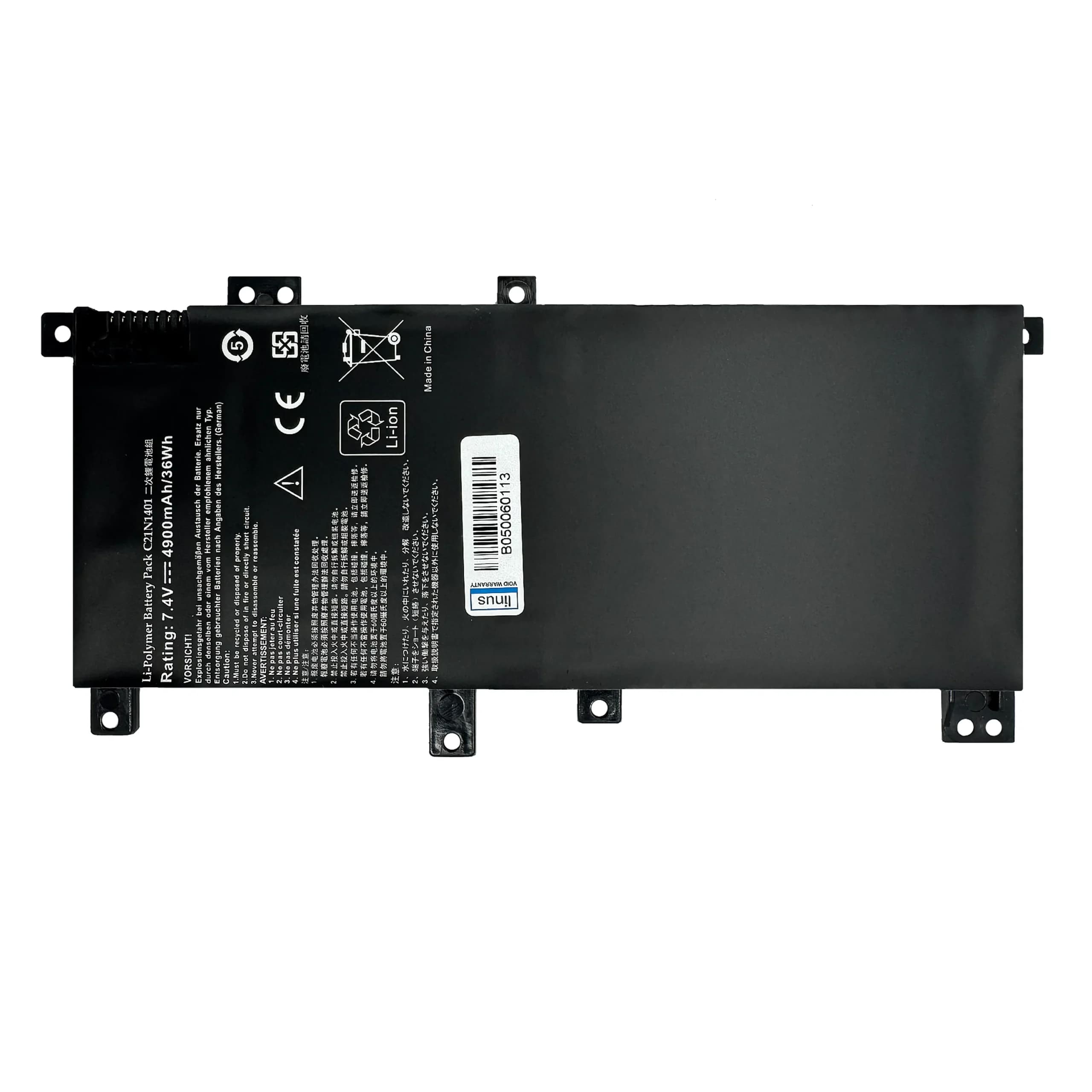 باتري لپ تاپ ایسوس مدل 4900mAh / C21N1401 مناسب برای Asus X455، K455، R455 — تصویر ۲