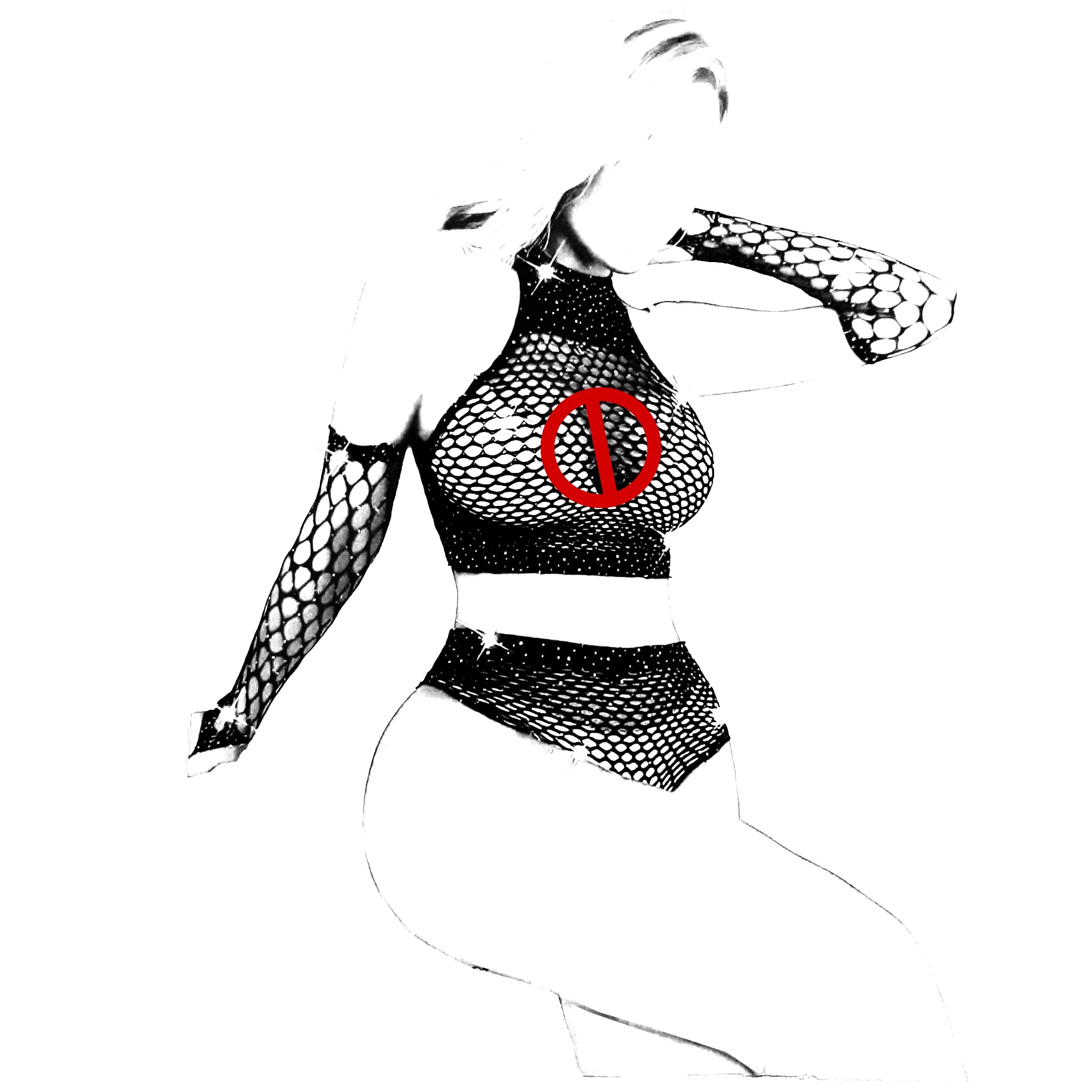 ست بادی استاکینگ سه تکه QS-51 نگین دار | فری سایز ۳۴ تا ۴۲ — تصویر ۳