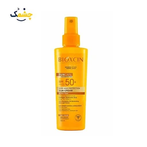 اسپری ضد آفتاب بی رنگ بیوکسین (Bioxcin) SPF 50 مناسب انواع پوست – حجم ۲۰۰ میل