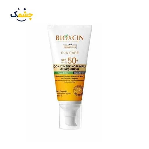 کرم ضد آفتاب بی رنگ بیوکسین (Bioxcin) SPF 50+ مخصوص پوست‌های چرب و جوش‌دار – حجم ۵۰ میل