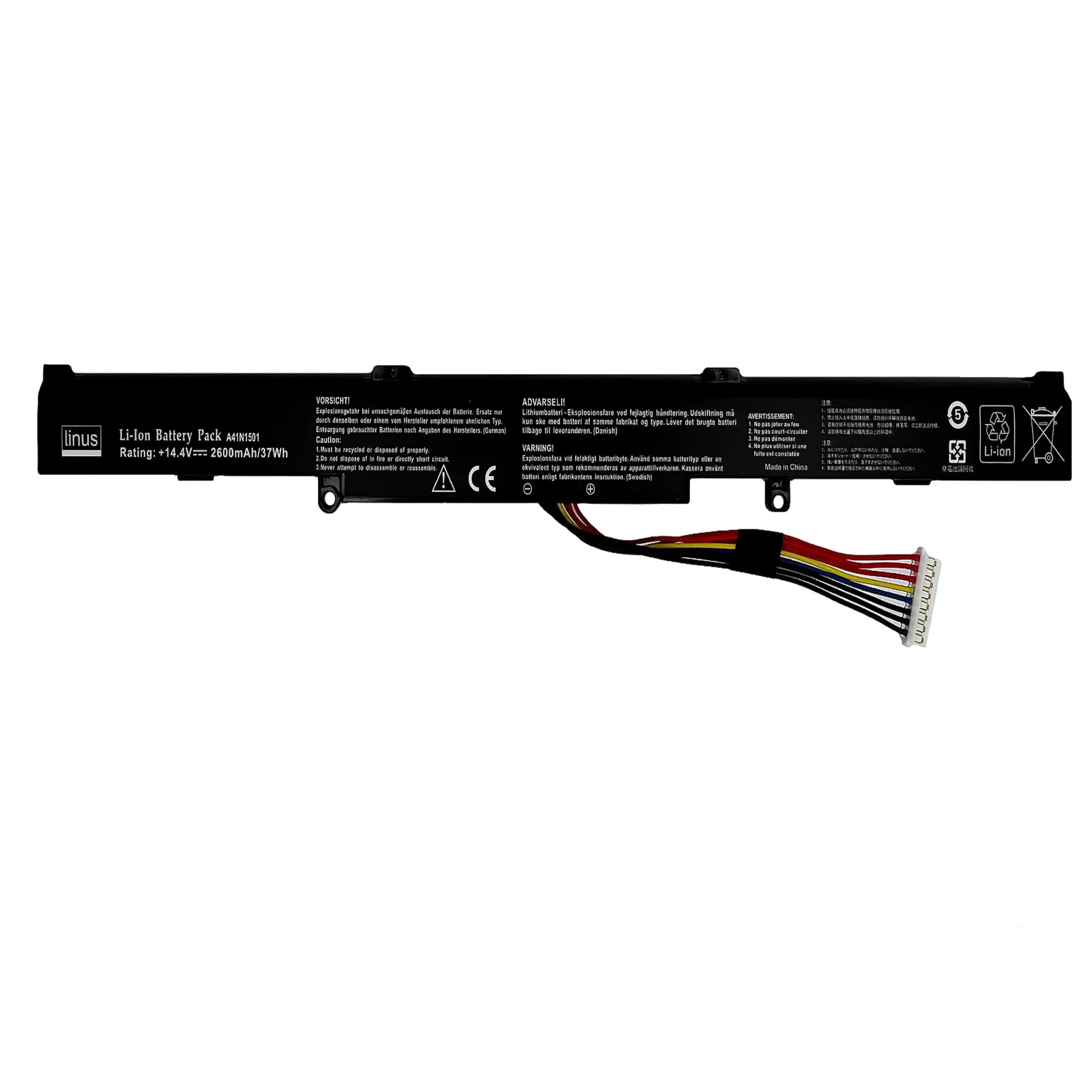 باتري لپ تاپ ايسوس ASUS Laptop Battery A41N1501 / 4CELL 2600mAh / Compatible with G752VW, GL752VL, GL752VW, N752VW, N552V, N552VX, N752V — تصویر ۲