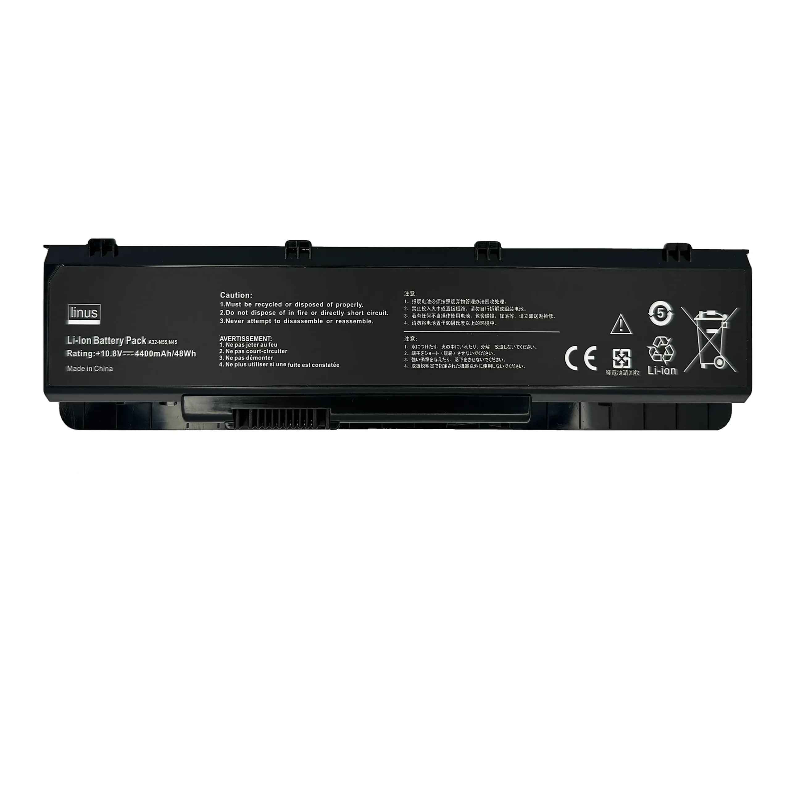 باتري لپ تاپ ايسوس ASUS Laptop Battery A32-N55, N45 / 6CELL 4400mAh / 35Wh / Compatible with N45, N45E, N45F, N45J, N45S, N45SF, N45SF-V2G-VX024V-8, N45SF-V2G-VX054R, N45SL, N45SN, N45SV, N55, N55E, N — تصویر ۲