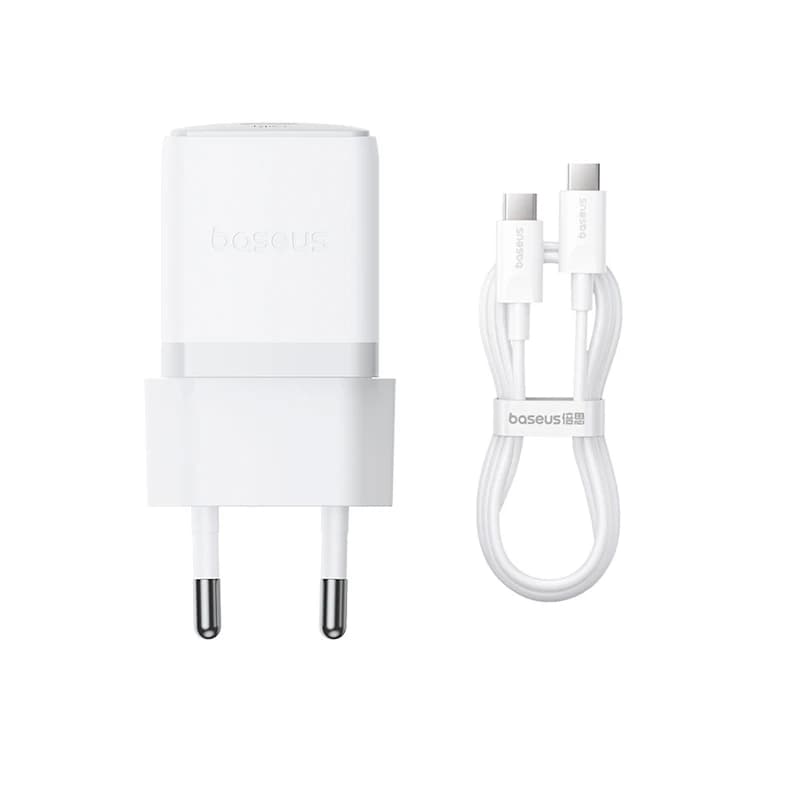 شارژر باسئوس مدل Palm Fast Charger 1C 20W به همراه کابل شارژ PD 60W سفید — تصویر ۱۰