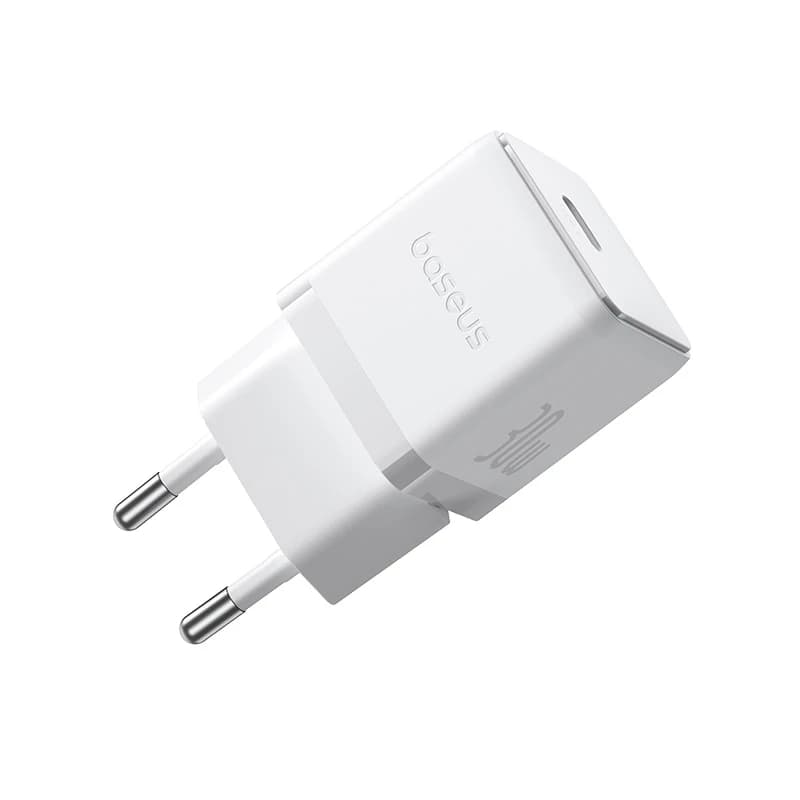 شارژر باسئوس مدل Palm Fast Charger 1C 20W به همراه کابل شارژ PD 60W سفید — تصویر ۵