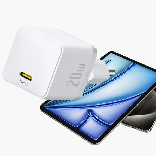 شارژر باسئوس مدل Palm Fast Charger 1C 20W به همراه کابل شارژ PD 60W سفید — تصویر ۶