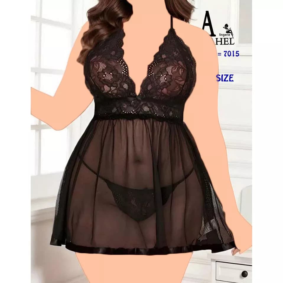 لباس خواب توری سایز بزرگ Anahel کد 7015 — تصویر ۶