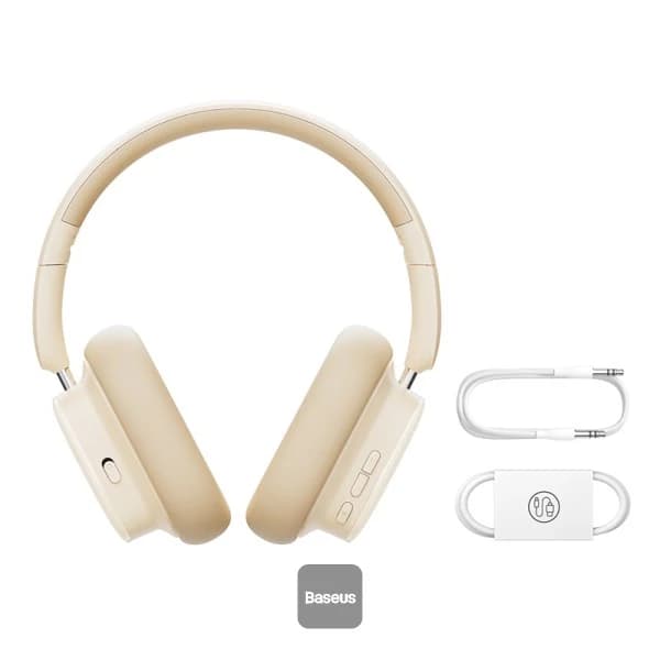 هدست بی سیم باسئوس مدل Bowie H1i Noise-Cancellation سفید کرمی — تصویر ۱۰