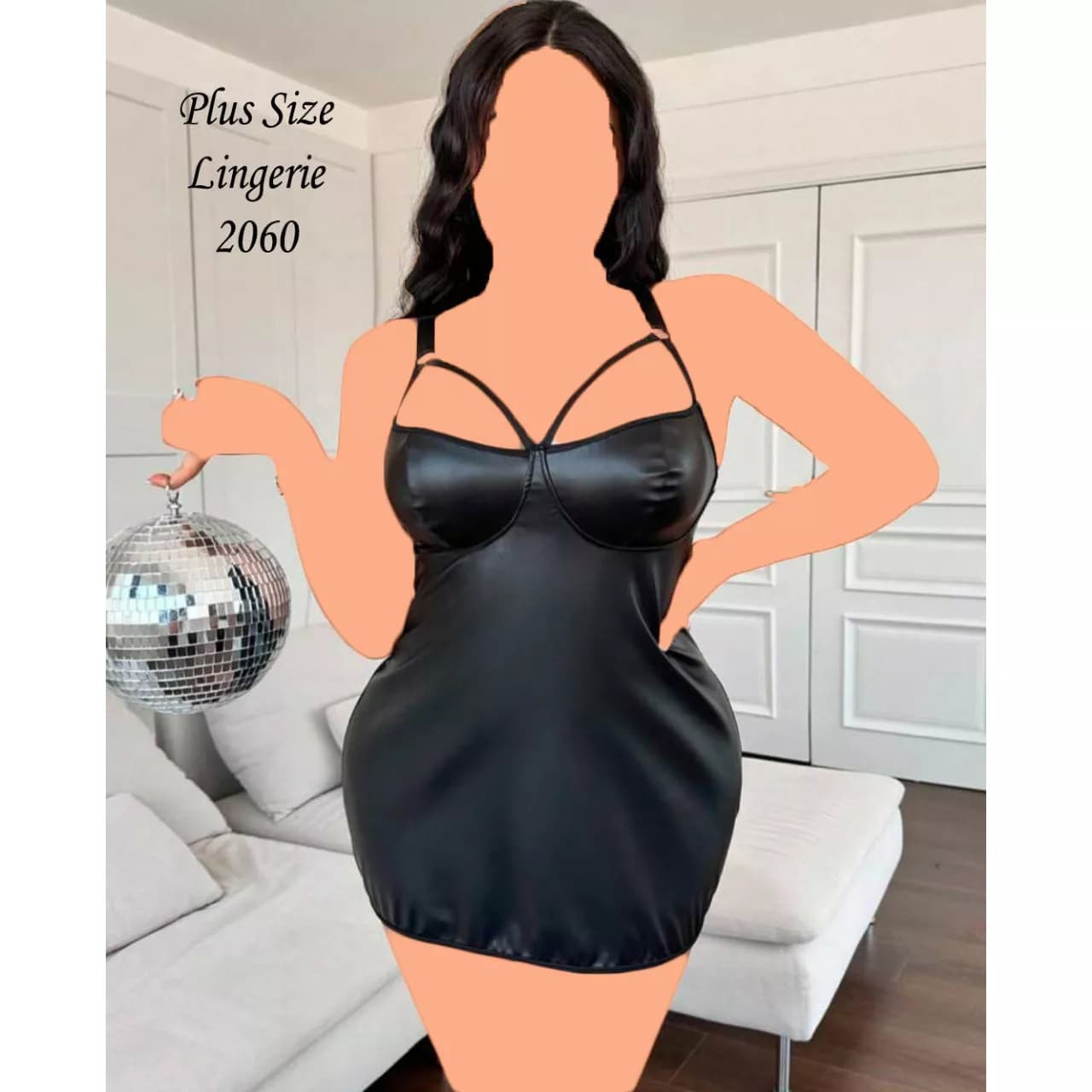 لباس خواب سایز بزرگ فنردار طرح چرم و پشت بندی MNG کد 2060 — تصویر ۳