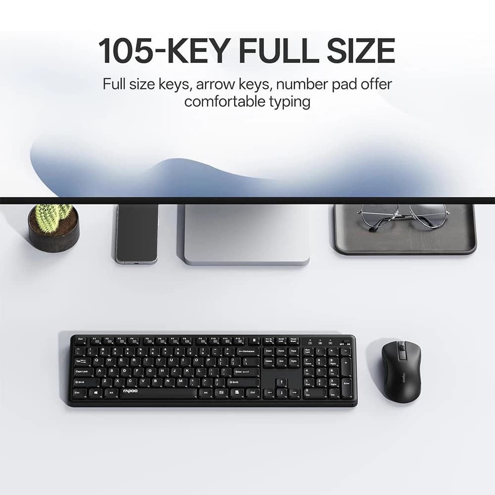 کیبورد و ماوس بی سیم رپو مدل X2100 Wireless مشکی — تصویر ۳