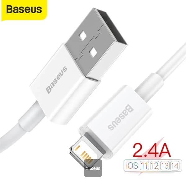 کابل شارژ باسئوس مدل Baseus Superior Series USB – Lightning 1m سفید — تصویر ۲