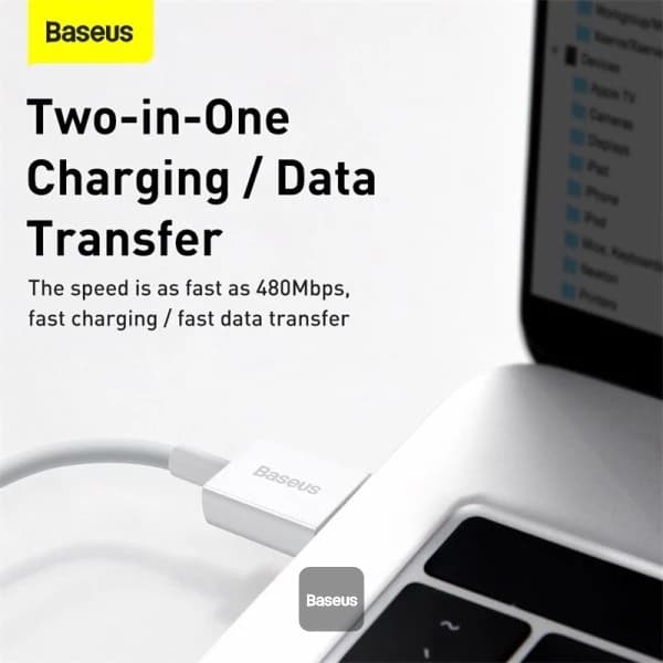 کابل شارژ باسئوس مدل Baseus Superior Series USB – Lightning 1m سفید — تصویر ۴