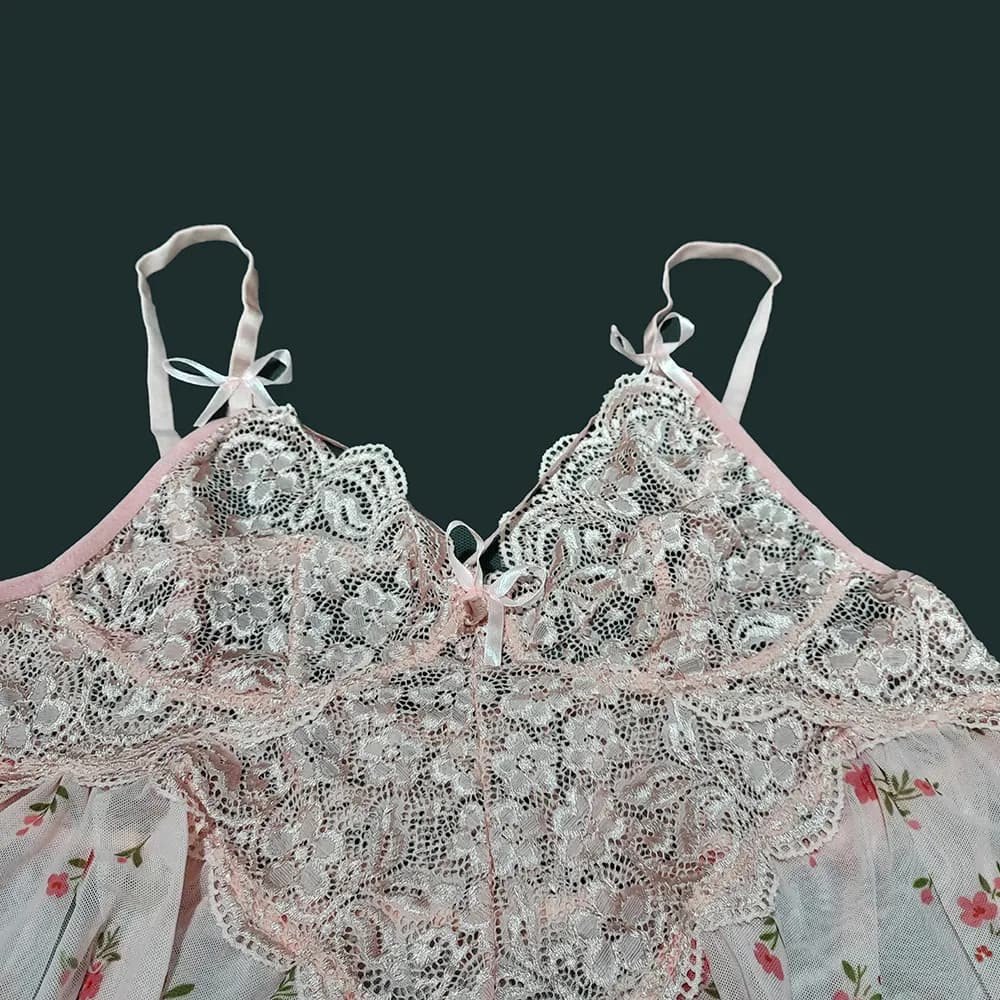 لباس خواب دانتل تور کلاسیک سایز بزرگ CS4 کد 100347 (چند طرح) — تصویر ۴