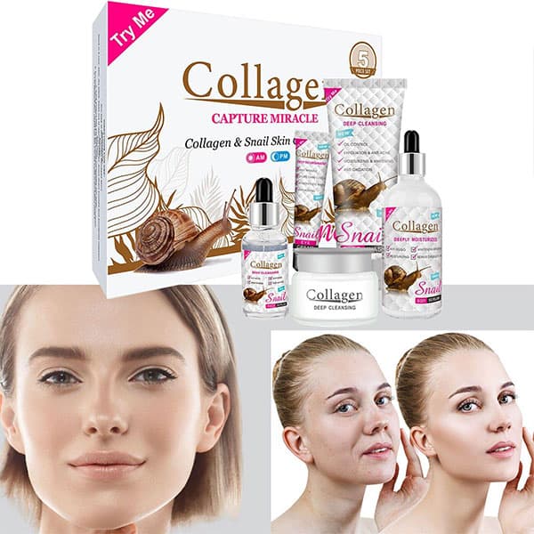 پک ۵ عددی مراقبت از پوست صورت کلاژن حلزون collagen+ست براش الماسی4 تکه رایگان — تصویر ۶