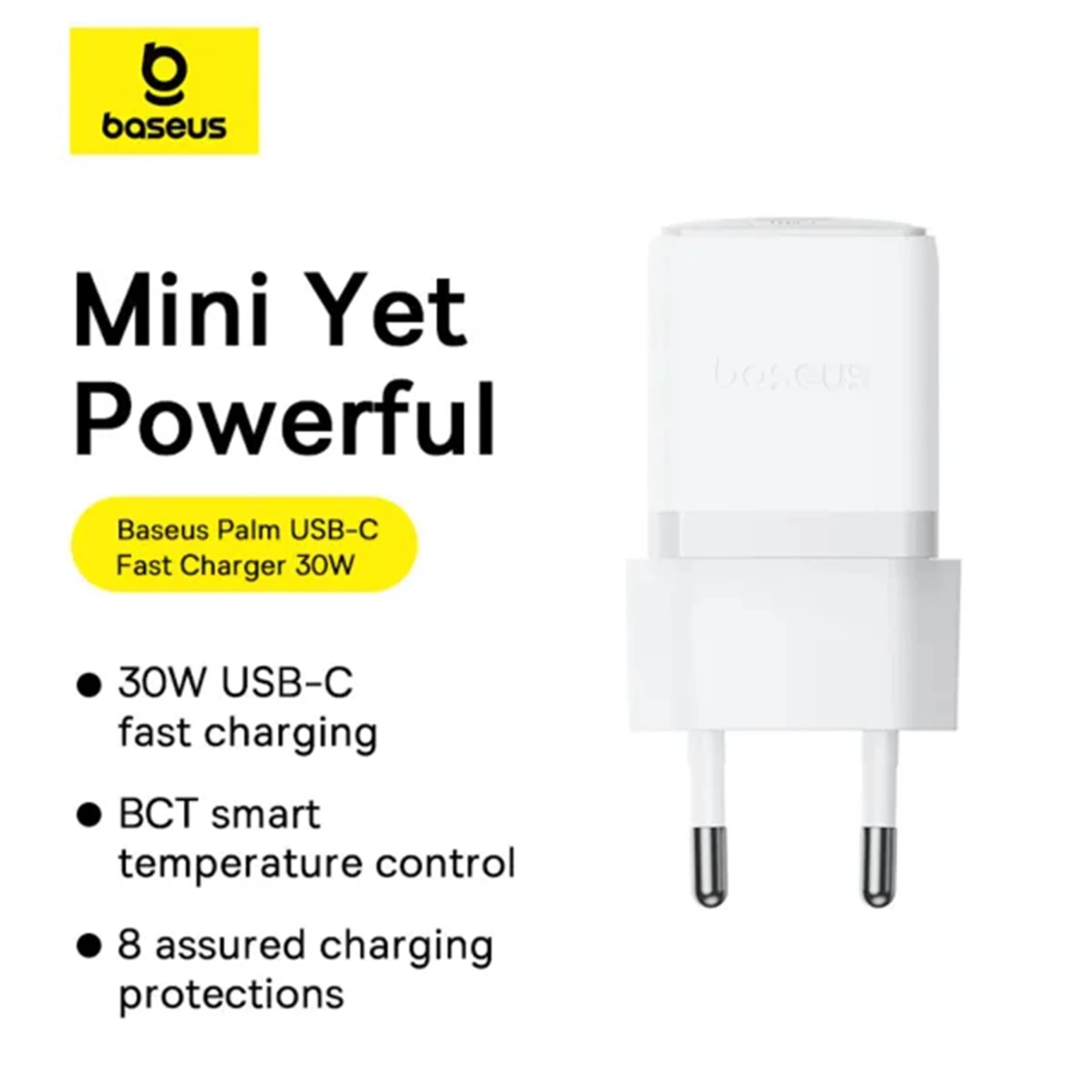 شارژر باسئوس مدل Palm Fast Charger 30W سفید — تصویر ۸