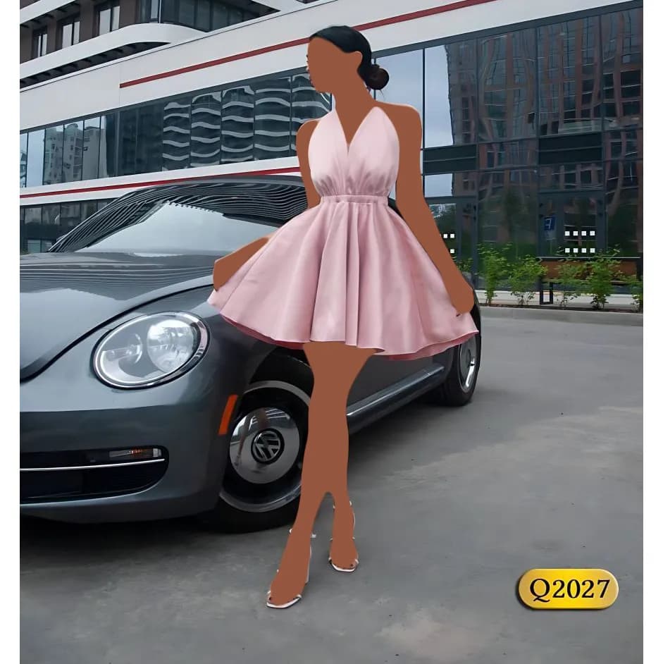 لباس خواب ساتن کوتاه پشت گردنی Queen کد Q2027 — تصویر ۶