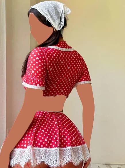 کاستوم خدمتکاری قرمز سفید زنانه Rado کد 3026 — تصویر ۸