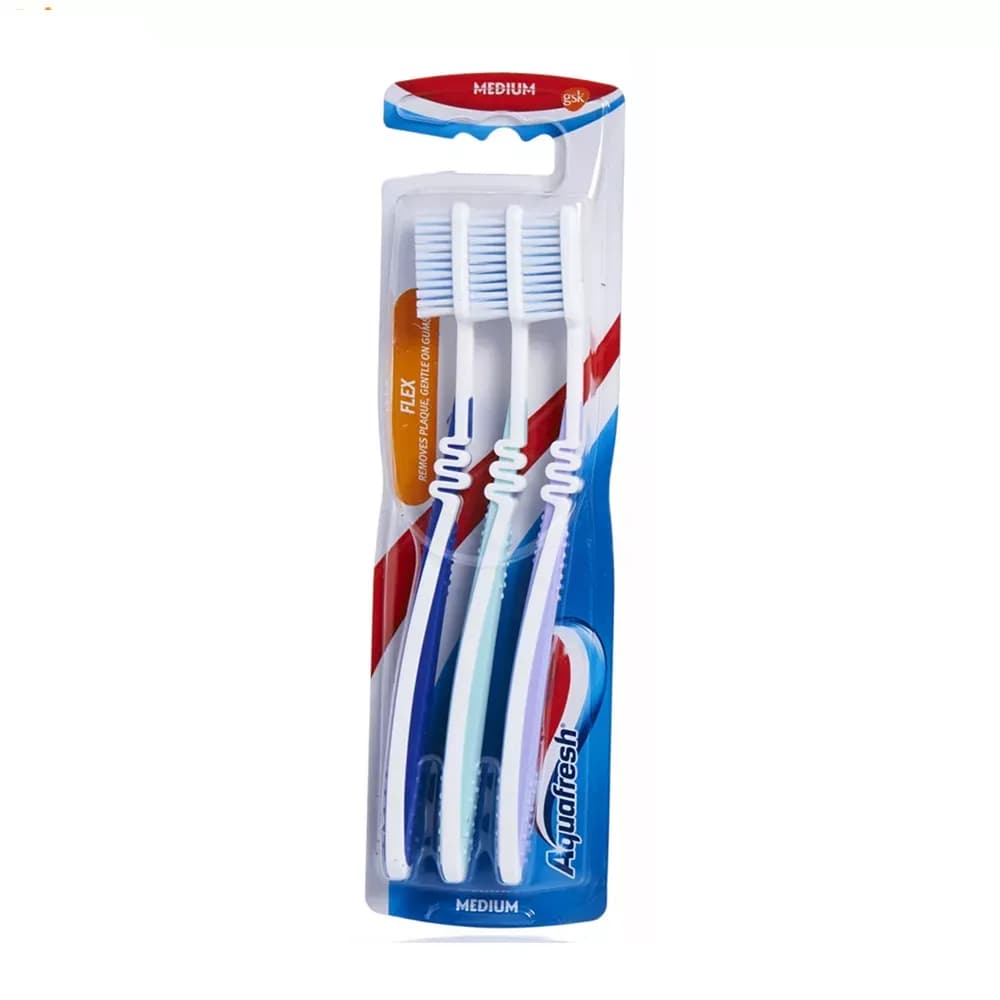 مسواک آکوا فرش مدل FLEX با برس متوسط بسته 3 عددی