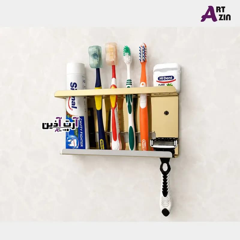 جا مسواکی فلزی دیواری شیک و مقاوم | نظم‌دهنده سرویس بهداشتی کد : 861