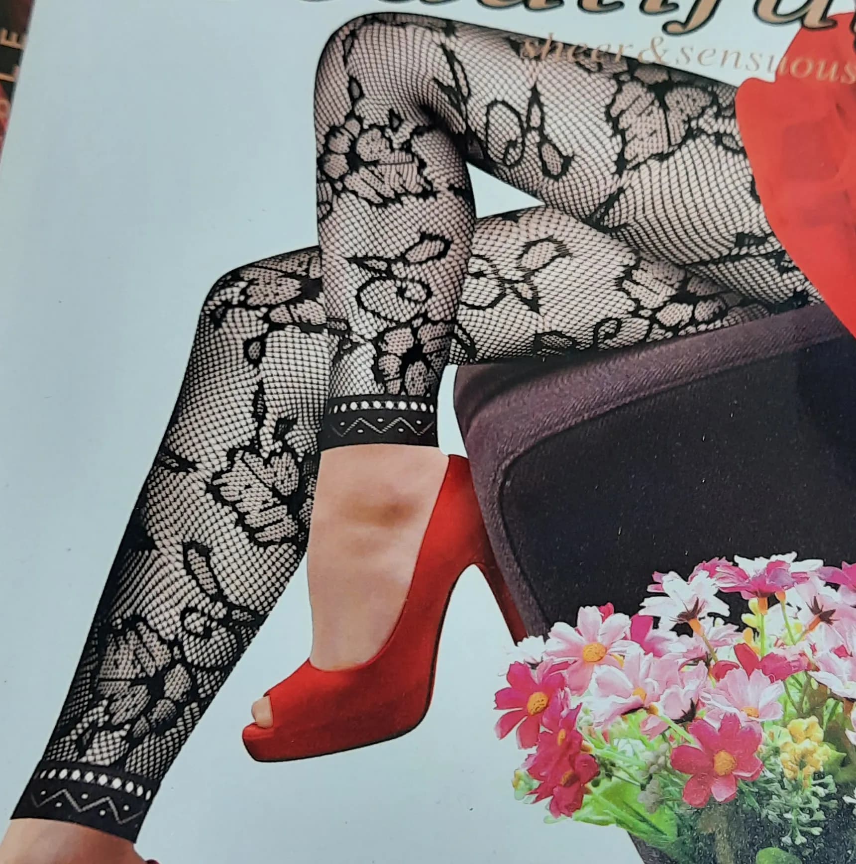 ساق شلواری توری فانتزی زنانه مدل طرحدار مشکی (11 طرح) کد 9022 — تصویر ۴
