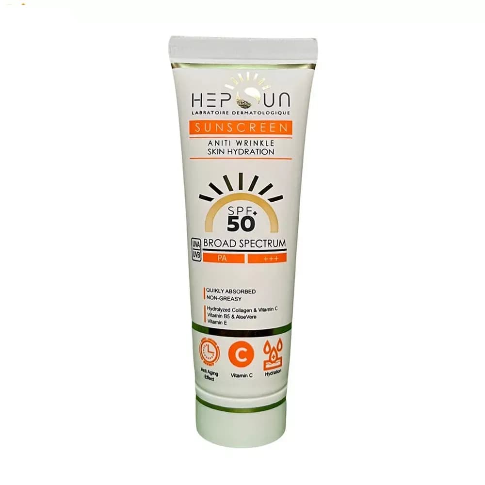 کرم ضد آفتاب بی‌رنگ هپسان SPF50 مدل فیوژن مناسب پوست چرب حجم 50 میلی لیتر