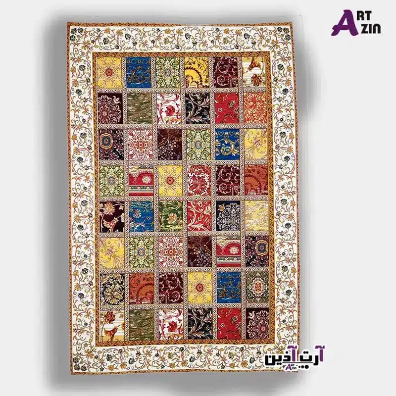 رومیزی مستطیل بزرگ مخمل بدون آستر دور دوخت 150 *100 سانتیمتری طرح شطرنجی کد: 3 – 625