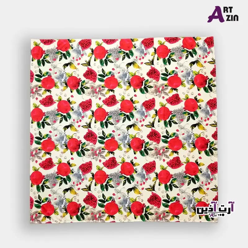رومیزی مربع بزرگ مخمل بدون آستر 150 سانتی دور دوخت طرح انار شب یلدا کد: 2 – 625