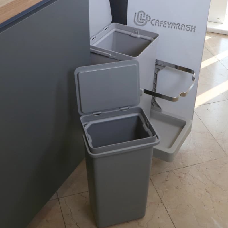 سطل زباله دو قلو ریلی زیر سینک ملونی مدل 9176 — تصویر ۳